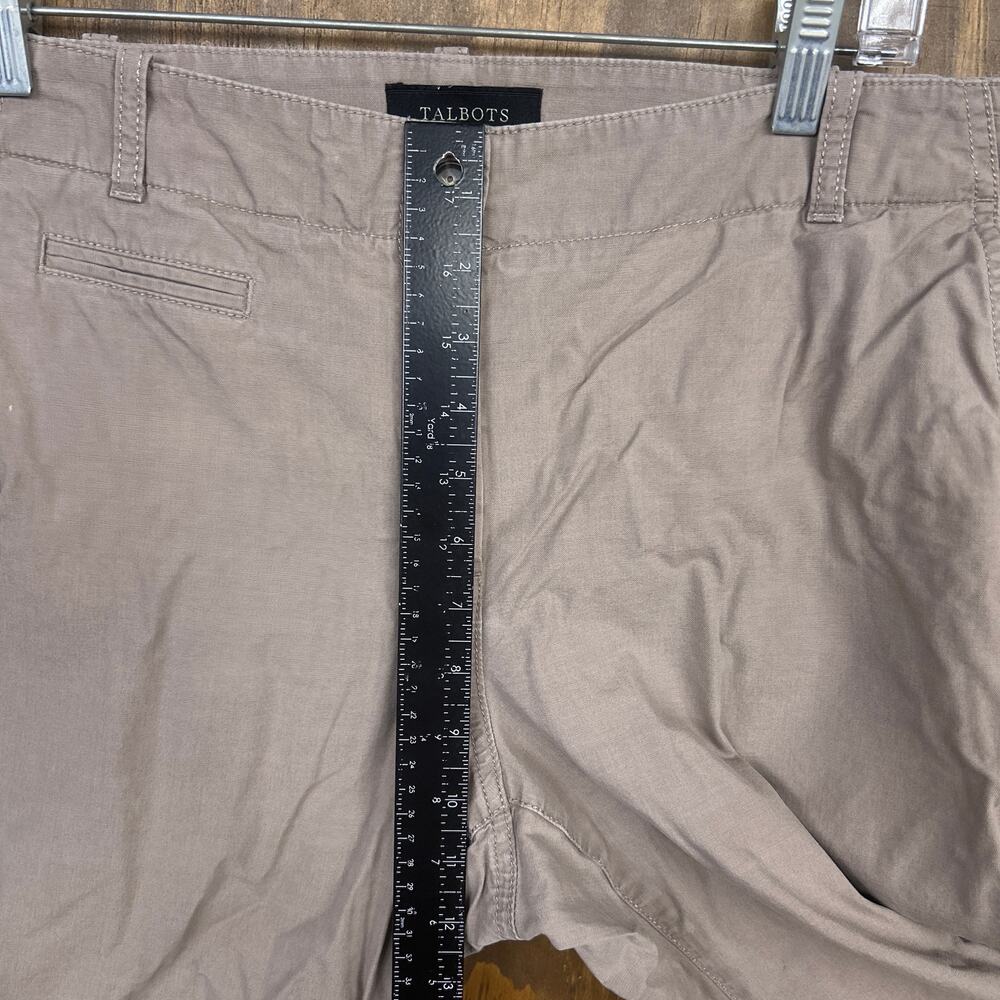 Talbots Womens Pants Brown Mid Rise Convertible Boyfriend 100% Cotton 12 - Picture 7 of 13